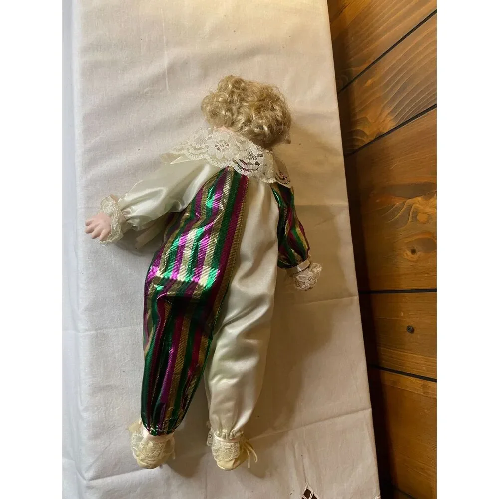 Porcelain Pierrot / Harlequin clown doll